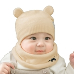 2PCS / Set Recém-nascido bebê aquecido malha Cap + Neck Gaiter bonito do chapéu do lenço ternos pescoço mais quentes