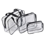 3pcs / set sacos de armazenamento transparentes para higiene maquiagem cosméticos Organize