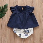 2pcs / set Suit Moda Bebê Girl Dress Blusa + Shorts