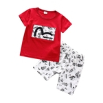 2pcs / set T-shirt impressa de manga curta Casual Unisex bebê + Shorts