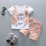 2pcs Set Verão roupas de bebê menino letra O Terno Impresso T-shirt + Calças