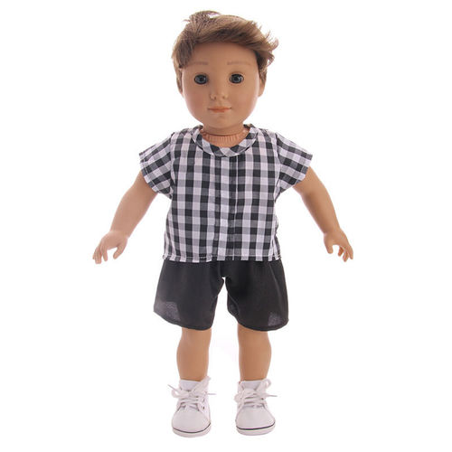 2PCS Simulate Masculino Doll Clothes Set Tops + Shorts de 18 polegadas Boneca Toy Acessórios presente