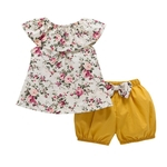 2 Pcs Verão Shorts Tanque bebê recém-nascido roupa da menina Set Floral Top + Curva-nó