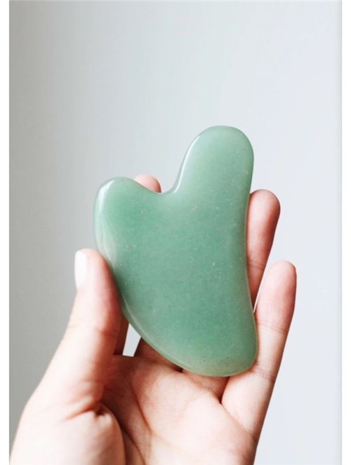 Pedra de Massagem Jade Gua Sha Verde Verde U