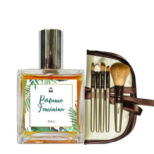 Perfume Feminino Acácia + Kit de Pincéis para Maquiagem