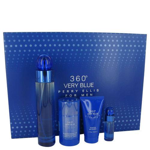Perfume Masculino 360 Very Blue Cx. Presente Perry Ellis 100 Ml Eau de Toilette + 7,5 Ml Mini Edt + 75 Ml Desodorante Ba