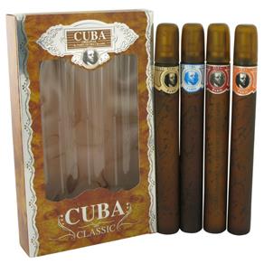 Perfume Masculino Cuba Gold CX. Presente Fragluxe Cuba Variety Set Incluso All Four S, Cuba Red, Cuba Blue, Cuba G - 45ml