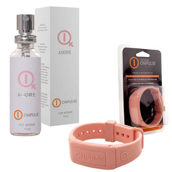 Perfume Onpulse Adore Feminino Inspiração Importado 15 Ml e Pulseira Magnética Rosa Onpulse
