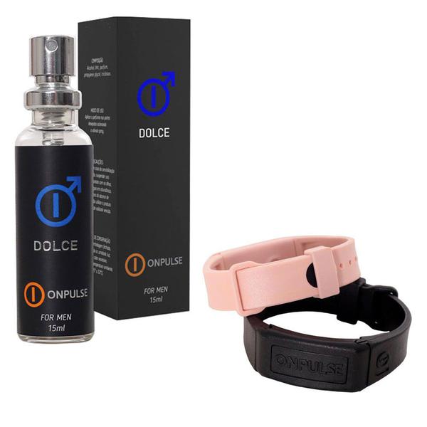 Perfume Onpulse Dolce Masculino Inspiração Importado 15 Ml e Pulseiras Magnéticas Onpulse