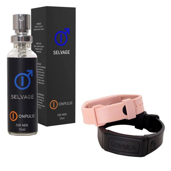Perfume Onpulse Selvage Masculino Inspiração Importado 15 Ml e Pulseiras Magnéticas Onpulse