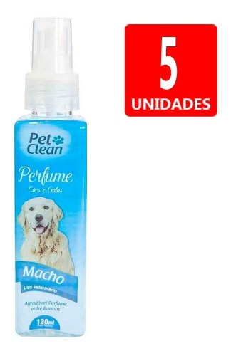 Perfume P/ Cães e Gatos Macho Pet Clean 120ml Pós Banho 5un