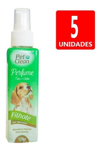 Perfume para Cães e Gatos Filhotes Pet Clean 120 Ml Banho 5un