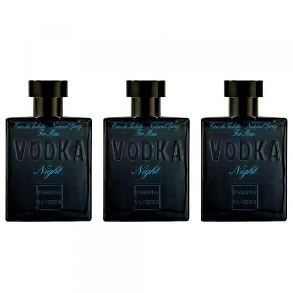 Perfume Vodka Night Masculino Paris Elysees (Kit C/ 03)