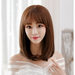Peruca europeia e americana mulher cabelo curto celebridade coreana inspirada Pear Flower Head Air Straight Long Curly Hair Factory que
