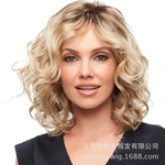 European and American wigs with chemical fibers, high temperature silk, short blonde curls and fading fashion women's wigs