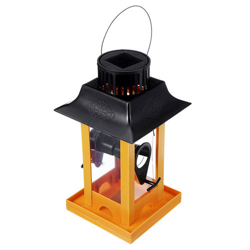 Pet Alimentador de suspensão com Solar Lamp LED para Aves externas Parrot horta forneça Decor