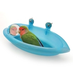 Pet Banheira alimentação Box com espelho para pássaros Papagaios