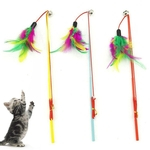 Pet Cat Puppy Teaser Bell Feather Retrátil Stick Rod Engraçado Brinquedo Interativo