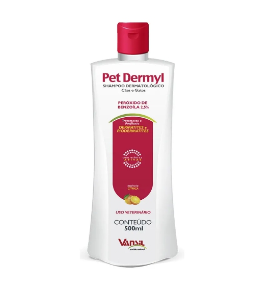 Pet Dermyl 500 Ml Shampoo Dermatológico para Cães e Gatos - Vansil