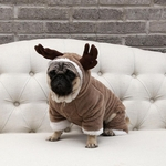 Pet Dog Cloth Elk Cosplay de camada dupla jaqueta grossa Inverno Algodão de Ano Novo roupas de pelúcia Caniche pequena roupas para cachorros