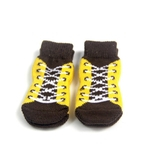 Pet Dog Socks Simulação amarelo anti-derrapante sapatos quentes cão meias de algodão