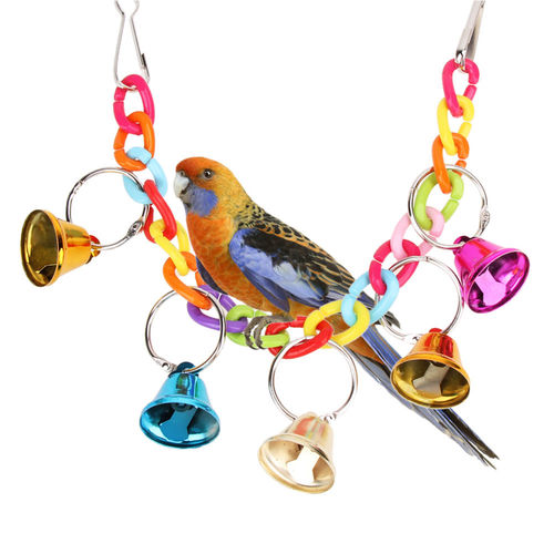 Pet pássaro de Bell Acrílico Brinquedos Chew Parrot Ringer de suspensão do balanço gaiola Toy Cockatiel Periquito