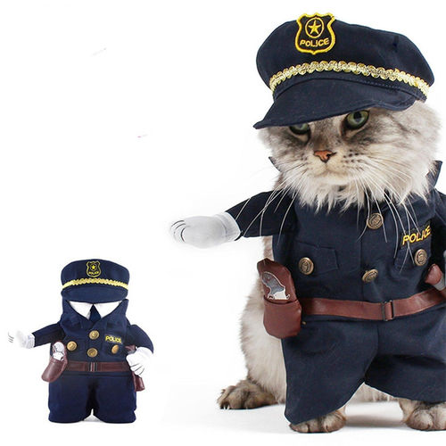 Pet Policial Costume Jeans para caes Gato engraçado Apperal Tamanho 2