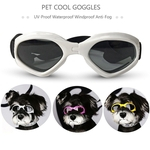 Pet Sun Glasses Pet Goggles impermeável à prova de vento Anti-Fog Eye Proteção Óculos para cães Filhote de cachorro branco