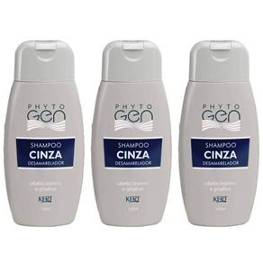 Phytogen Cinza Tonalizante Shampoo 120ml - Kit com 03