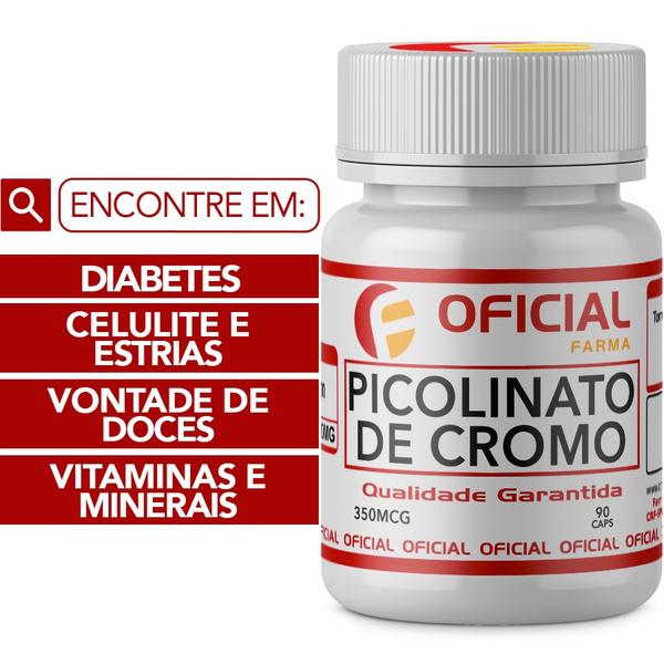 Picolinato de Cromo 350 Mcg 90 Cápsulas - Oficialfarma