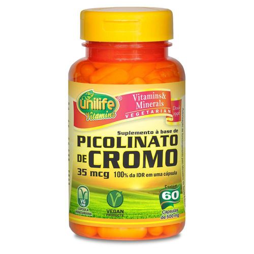 Picolinato de Cromo 60 Cápsulas - 500mg - Unilife