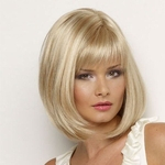 12inches women fashion wig hot sale Beautiful Short wigs for women Straight style Synthetic Blonde wig with bangs
