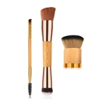 3 Pieces Bamboo Handle Makeup Powder Brush Escovas Dual Head Beleza Escova