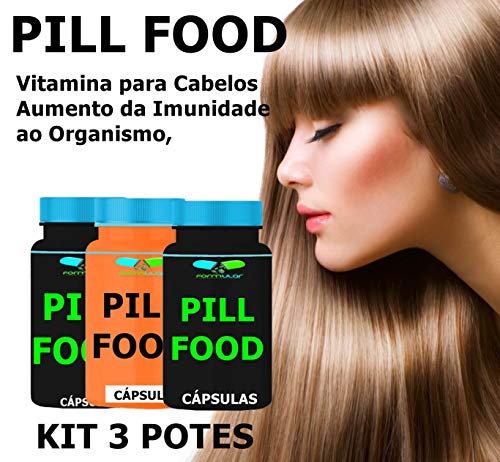 Pill Food KIT 3 X 60 Cápsulas Vitamina para Cabelos