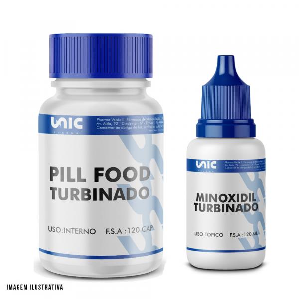 Pill Food Turbinado 60 Cáps + Minoxidil Turbinado 120ml - Unicpharma