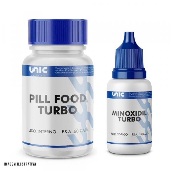 Pill Food Turbo 60 Cáps + Minoxidil Turbo 120ml - Unicpharma