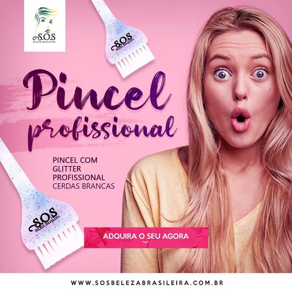 Pincel com Glitter Profissional Personalizado Tam G - Sos Beleza Brasileira