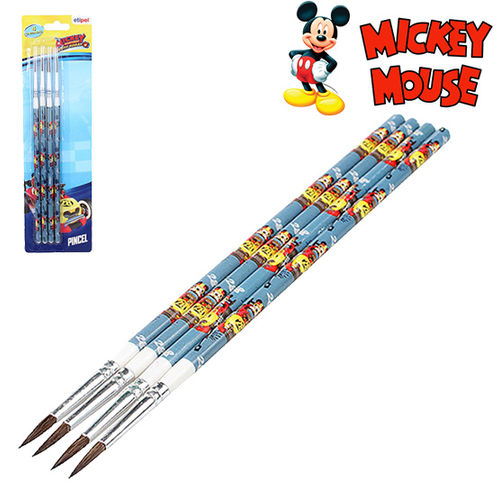 Pincel Infantil Kit Com 4 Pecas Mickey Na Cartela