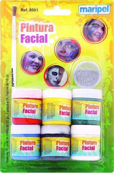 Pintura Facial Liquida Maripel 06 Cores + Pincel
