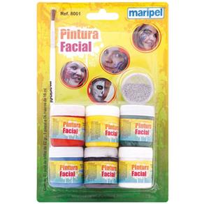 Pintura Facial Liquida + Pincel 6Cores 15ml C Ct. com 06 Maripel