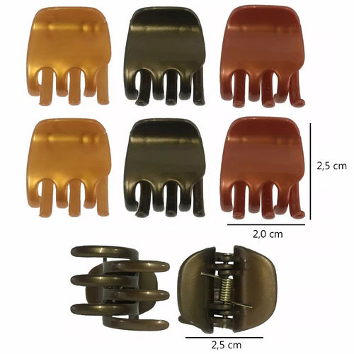 Piranha Prendedor para Cabelo Tamanho Pequeno - 60 Unidades - Tons de Bronze
