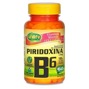 Piridoxina Vitamina B6 60 Cápsulas - 500mg - Unilife