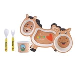 Placa dos desenhos animados fibra de bambu bacia do bebê Copa garfo colher Crianças Tableware Set