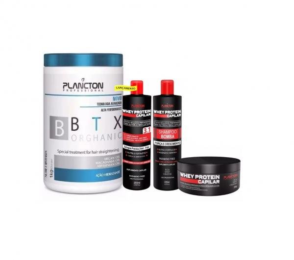 Plancton Btox Capilar Orghanic e Kit Whey Protein 3 Itens