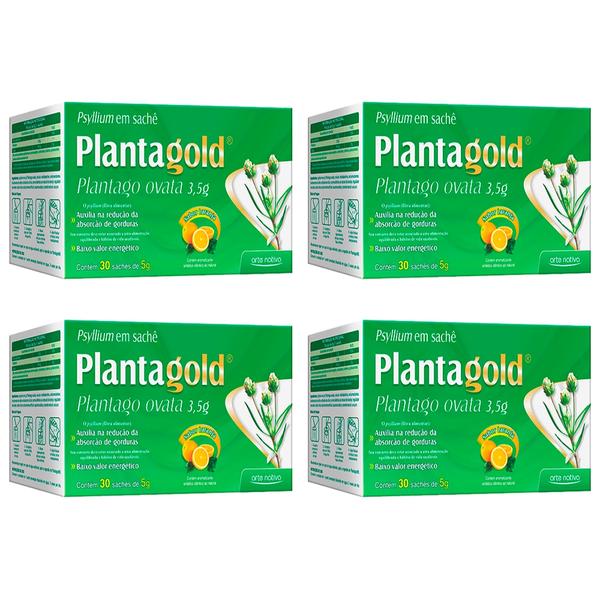 Planta Gold Plantago Ovata Psyllium em 30 Sachês Arte Nativa - kit 4 Caixas