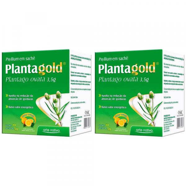 Planta Gold Plantago Ovata Psyllium em 10 Sachês Arte Nativa - Kit 2 Caixas