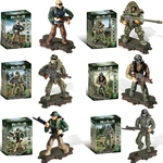 Plastic Military Small Assembling Building Blocks Toy Model With Base Arms Joints Movable Doll Gift