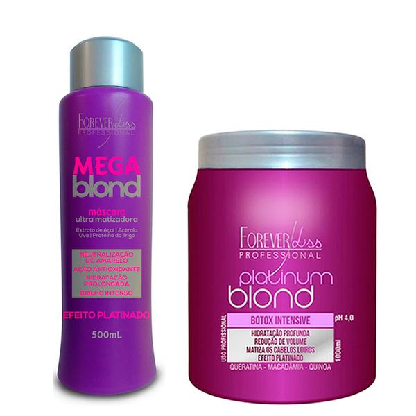 Platinum Blond Matizador Platinum 1kg e Matizador Mega Blond 500ml - Forever Liss