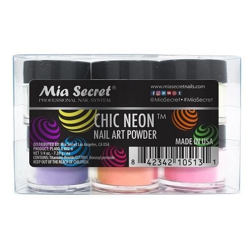 Pó Acrílico | Kit Chic Neon | 6 Cores 7.39 Gr | Mia Secret