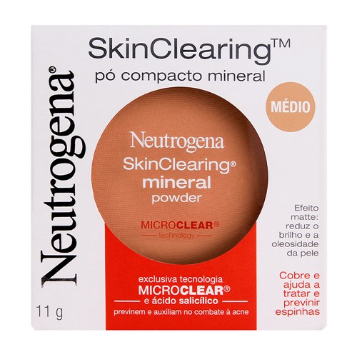 Pó Compacto Mineral Neutrogena SkinClearing Cor Médio com 11g